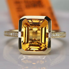 Load image into Gallery viewer, SPECIAL!  Vibrant Citrine and diamond ring in 14k yellow gold by EFFY