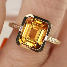 Load image into Gallery viewer, SPECIAL!  Vibrant Citrine and diamond ring in 14k yellow gold by EFFY