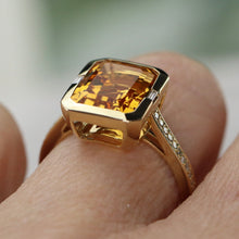 Load image into Gallery viewer, SPECIAL!  Vibrant Citrine and diamond ring in 14k yellow gold by EFFY