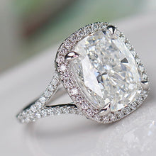 Load image into Gallery viewer, SPECIAL!  7.03ct cushion cut lab grown diamond ring in 14k white gold