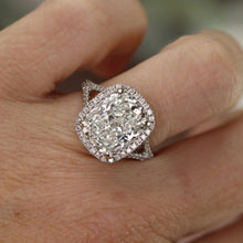 Load image into Gallery viewer, SPECIAL!  7.03ct cushion cut lab grown diamond ring in 14k white gold