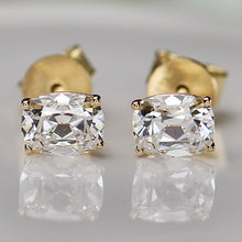 Load image into Gallery viewer, SPECIAL! 1.57ctw Antique cushion cut lab grown diamond studs in yellow gold