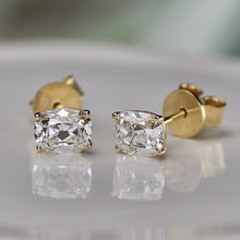 Load image into Gallery viewer, SPECIAL! 1.57ctw Antique cushion cut lab grown diamond studs in yellow gold