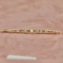 Load image into Gallery viewer, SPECIAL!  Estate antique French diamond and pearl bar pin in 18k yellow gold