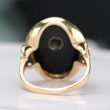 Load image into Gallery viewer, SPECIAL!  Vintage onyx and diamond Cross ring in yellow gold
