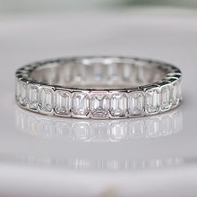 Load image into Gallery viewer, Lab grown diamond 2ctw emerald cut eternity band ring in 14k white gold