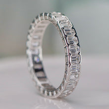 Load image into Gallery viewer, Lab grown diamond 2ctw emerald cut eternity band ring in 14k white gold