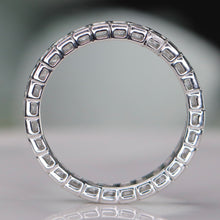 Load image into Gallery viewer, Lab grown diamond 2ctw emerald cut eternity band ring in 14k white gold