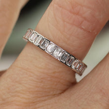 Load image into Gallery viewer, Lab grown diamond 2ctw emerald cut eternity band ring in 14k white gold
