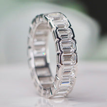 Load image into Gallery viewer, Lab grown diamond 4ctw emerald cut eternity band ring in platinum