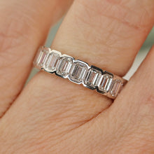 Load image into Gallery viewer, Lab grown diamond 4ctw emerald cut eternity band ring in platinum