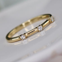 Load image into Gallery viewer, Lab grown 3 stone diamond band ring in yellow gold