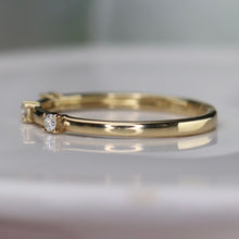 Load image into Gallery viewer, Lab grown 3 stone diamond band ring in yellow gold