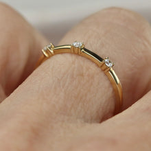 Load image into Gallery viewer, Lab grown 3 stone diamond band ring in yellow gold