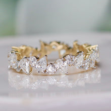 Load image into Gallery viewer, Lab grown diamond 2ctw pear and round cut eternity band ring in 14k yellow gold