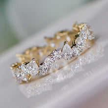 Load image into Gallery viewer, Lab grown diamond 2ctw pear and round cut eternity band ring in 14k yellow gold