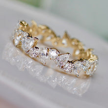 Load image into Gallery viewer, Lab grown diamond 2ctw pear and round cut eternity band ring in 14k yellow gold