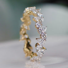 Load image into Gallery viewer, Lab grown diamond 2ctw pear and round cut eternity band ring in 14k yellow gold