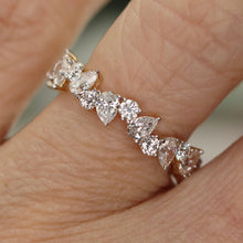 Load image into Gallery viewer, Lab grown diamond 2ctw pear and round cut eternity band ring in 14k yellow gold
