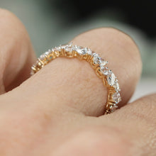 Load image into Gallery viewer, Lab grown diamond 2ctw pear and round cut eternity band ring in 14k yellow gold