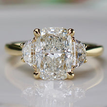 Load image into Gallery viewer, SPECIAL!  3.88ctw cushion cut lab grown diamond ring in 14k yellow gold