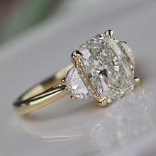Load image into Gallery viewer, SPECIAL!  3.88ctw cushion cut lab grown diamond ring in 14k yellow gold