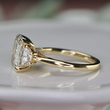 Load image into Gallery viewer, SPECIAL!  3.88ctw cushion cut lab grown diamond ring in 14k yellow gold