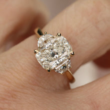 Load image into Gallery viewer, SPECIAL!  3.88ctw cushion cut lab grown diamond ring in 14k yellow gold
