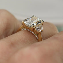Load image into Gallery viewer, SPECIAL!  3.88ctw cushion cut lab grown diamond ring in 14k yellow gold