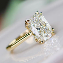 Load image into Gallery viewer, BALANCE FOR CUSTOM ORDER:  Elongated cushion cut lab grown diamond ring in 14k yellow gold