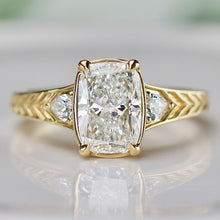 Load image into Gallery viewer, SPECIAL!  2ct cushion cut lab grown diamond ring in 14k yellow gold