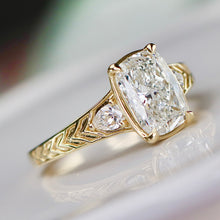 Load image into Gallery viewer, SPECIAL!  2ct cushion cut lab grown diamond ring in 14k yellow gold