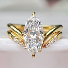 Load image into Gallery viewer, SPECIAL!  3.02ct marquise cut lab grown diamond wedding ring set in 14k yellow gold