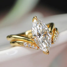 Load image into Gallery viewer, SPECIAL!  3.02ct marquise cut lab grown diamond wedding ring set in 14k yellow gold