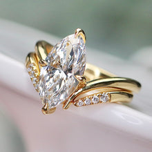 Load image into Gallery viewer, SPECIAL!  3.02ct marquise cut lab grown diamond wedding ring set in 14k yellow gold