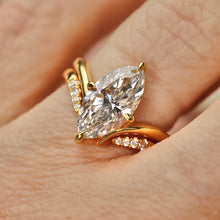 Load image into Gallery viewer, SPECIAL!  3.02ct marquise cut lab grown diamond wedding ring set in 14k yellow gold