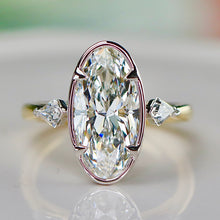 Load image into Gallery viewer, SPECIAL!  3.01ct E/VVS1 with IGI report moval cut lab grown diamond solitaire ring in 14k 2 tone gold