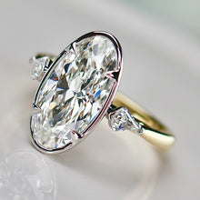 Load image into Gallery viewer, SPECIAL!  3.01ct E/VVS1 with IGI report moval cut lab grown diamond solitaire ring in 14k 2 tone gold