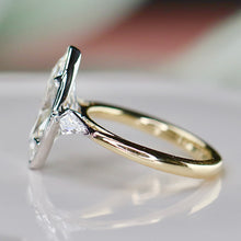 Load image into Gallery viewer, SPECIAL!  3.01ct E/VVS1 with IGI report moval cut lab grown diamond solitaire ring in 14k 2 tone gold