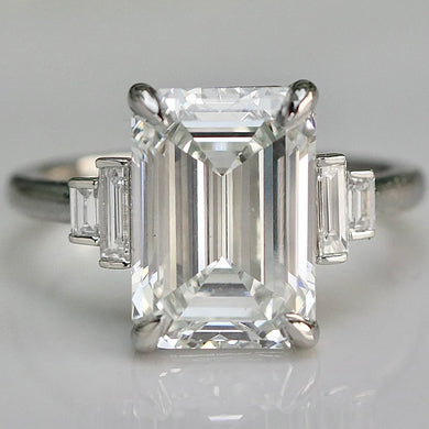 The Catherine - 5.56ct Emerald cut lab grown diamond ring in platinum