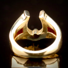 Load image into Gallery viewer, Vintage horseshoe ring in 14k yellow gold from Manor Jewels.