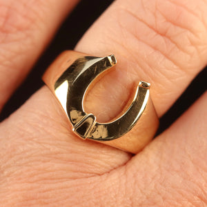 Vintage horseshoe ring in 14k yellow gold from Manor Jewels.