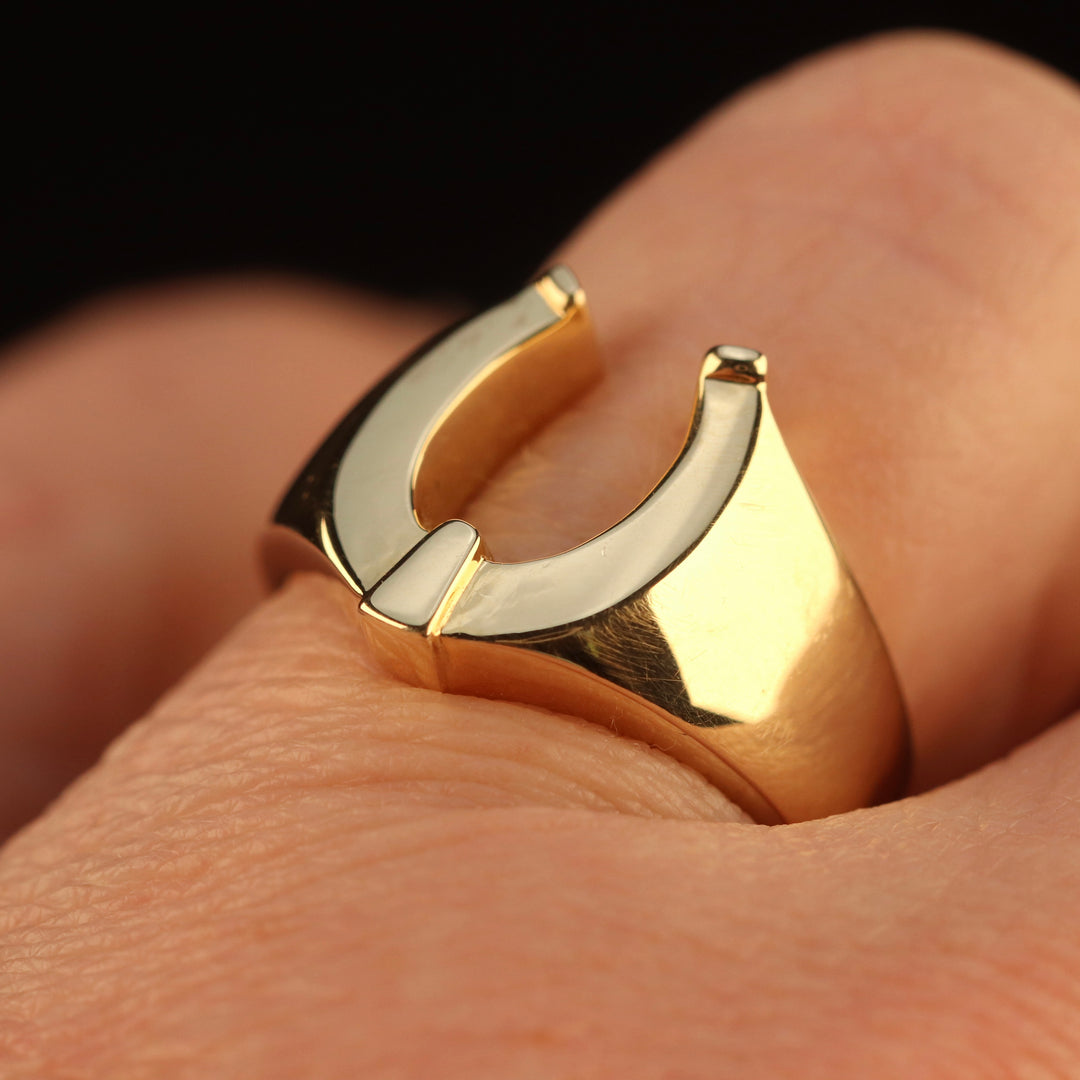 Vintage horseshoe ring in 14k yellow gold from Manor Jewels.