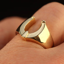 Load image into Gallery viewer, Vintage horseshoe ring in 14k yellow gold from Manor Jewels.