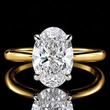 Load image into Gallery viewer, SPECIAL!  3.15ct E/VVS2 oval cut lab grown diamond solitaire ring in 14k 2 tone gold