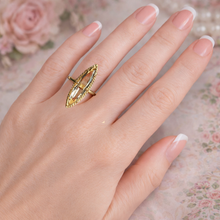 Load image into Gallery viewer, Vintage smokey quartz navette ring in yellow gold