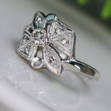 Load image into Gallery viewer, Vintage old cut diamond ring in 14k white gold
