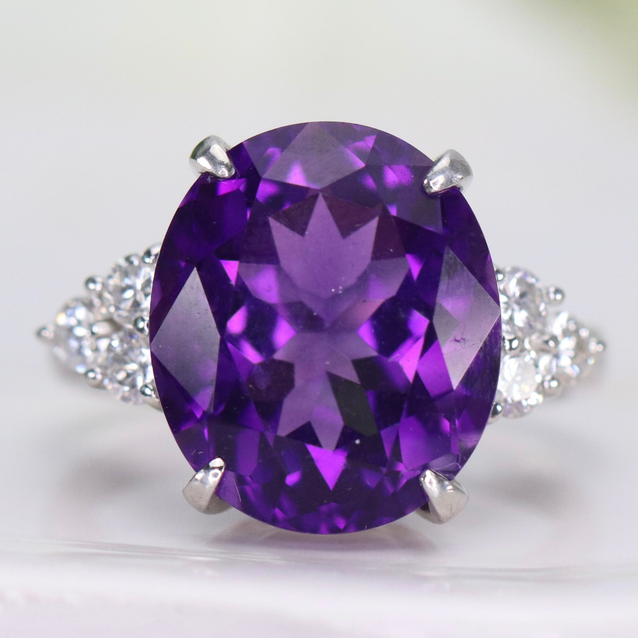 Platinum amethyst discount engagement ring