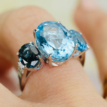 Load image into Gallery viewer, Shades of Blue topaz and diamond ring in 14k white gold by Effy