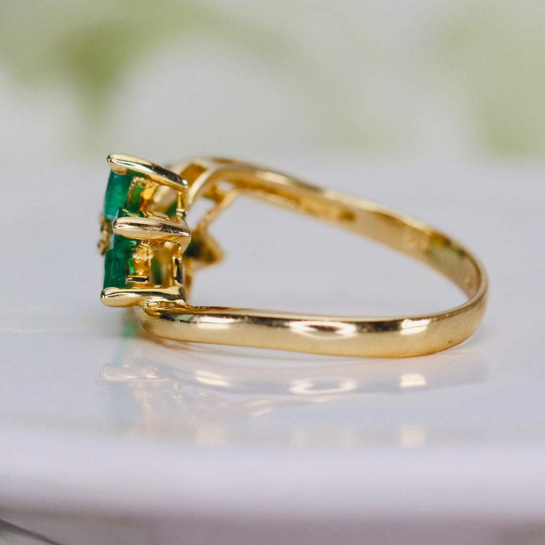 Vintage ring with emeralds in 14k yellow gold from Manor Jewels